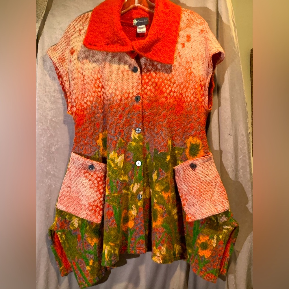 Vest floral artisan / lagenlook  design Damee, Inc Size S/M